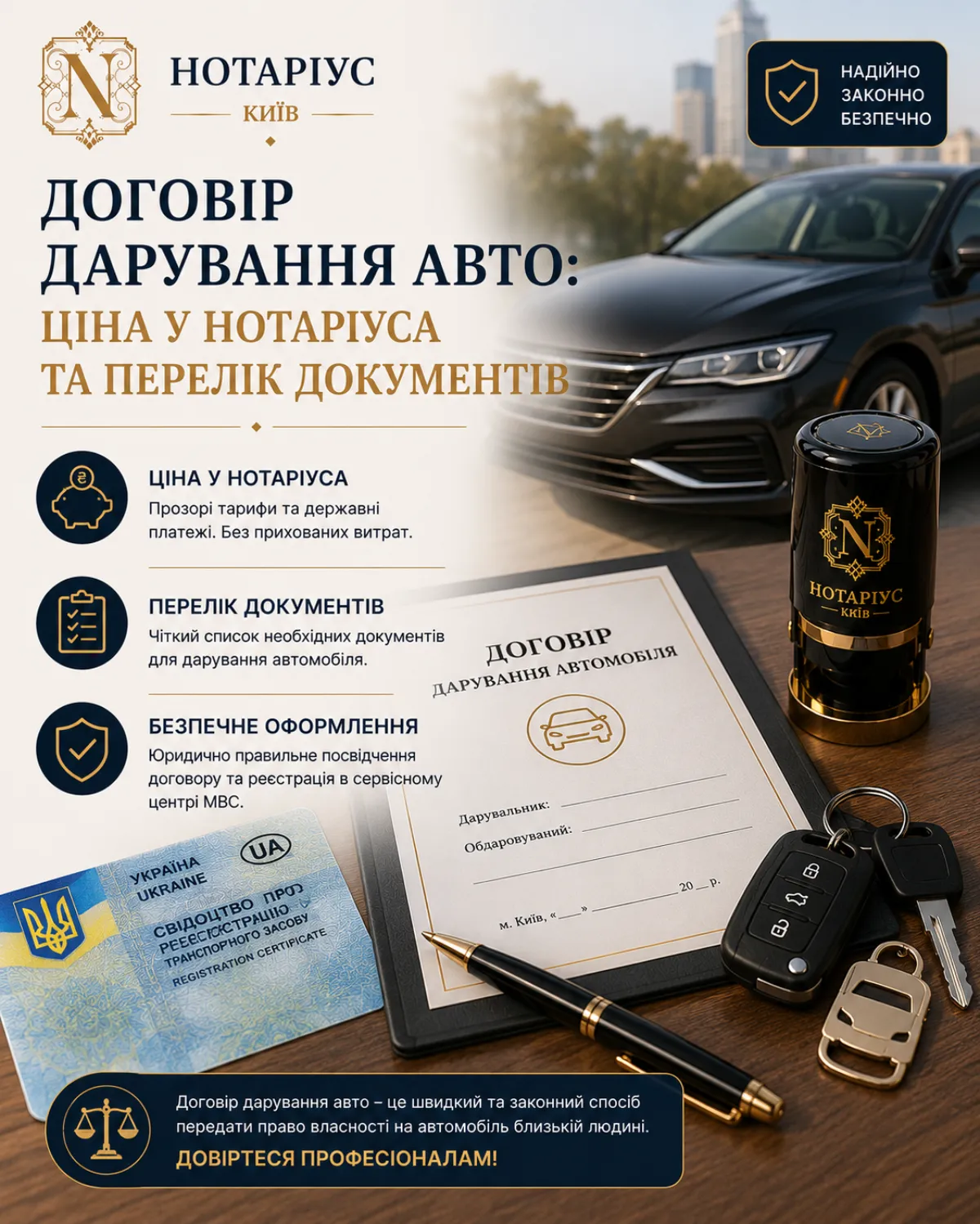 Договір дарування авто: ціна у нотаріуса — прев'ю статті