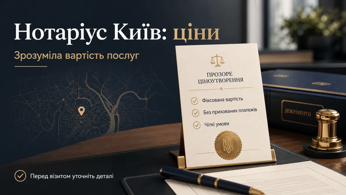 Нотаріус Київ ціни 2026 — актуальний прайс-лист на послуги