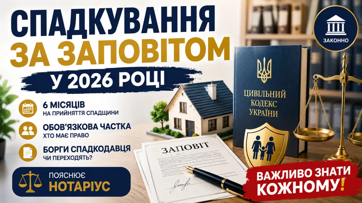 Спадкування за заповітом в Україні у 2026 році — як скласти заповіт та прийняти спадщину