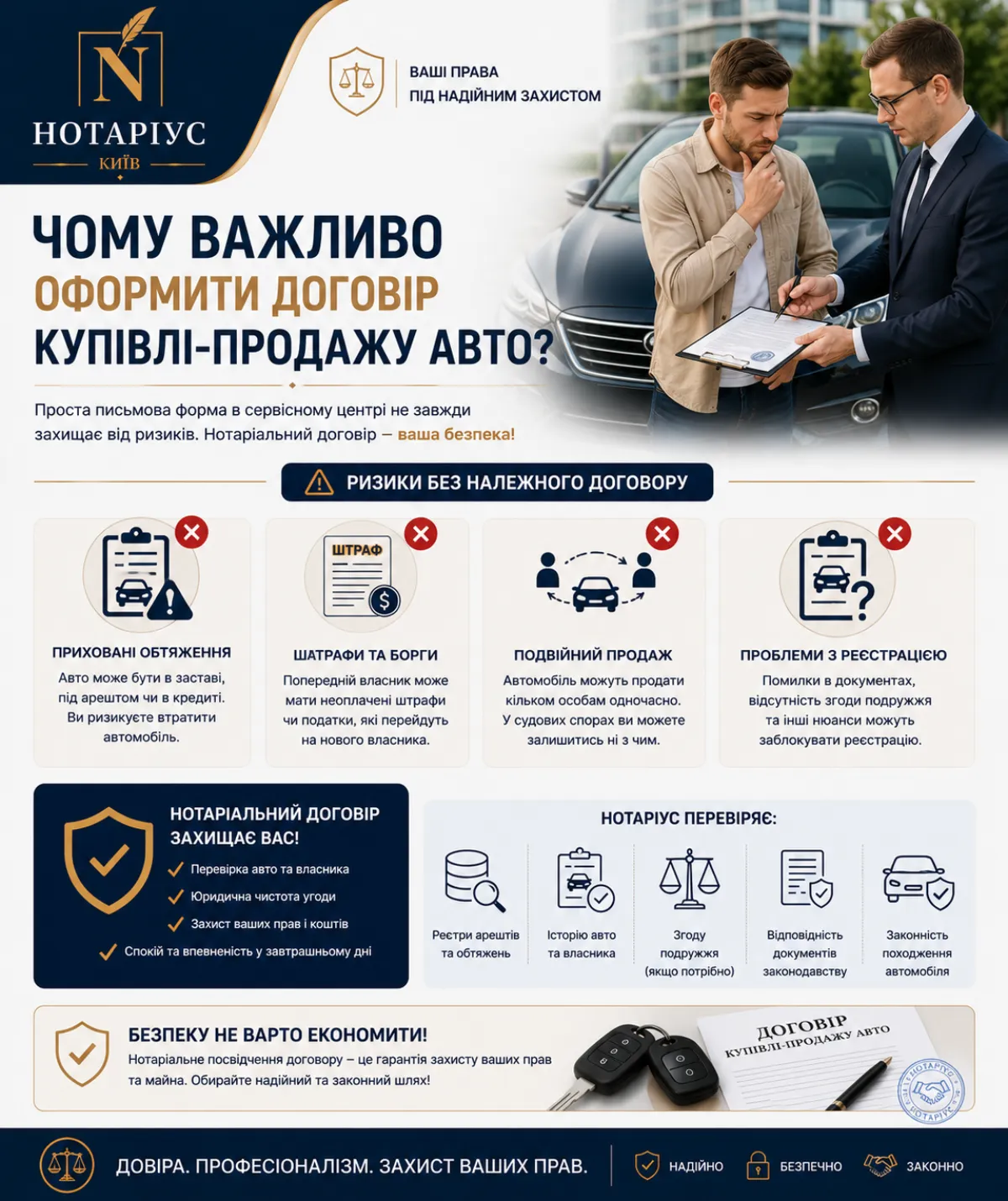 Нотаріус перевіряє документи для договору купівлі-продажу авто