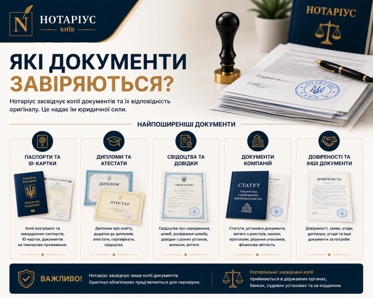 Засвідчення копій документів у нотаріуса в Києві