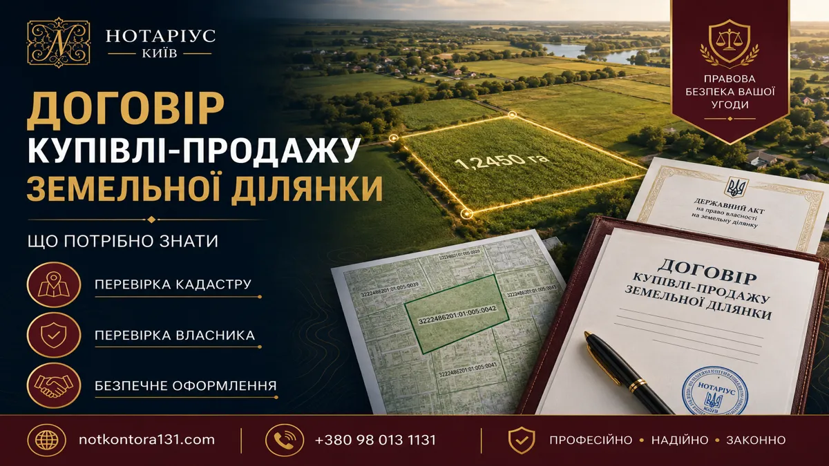 Договір купівлі продажу земельної ділянки — прев'ю статті на сайті нотаріуса в Києві