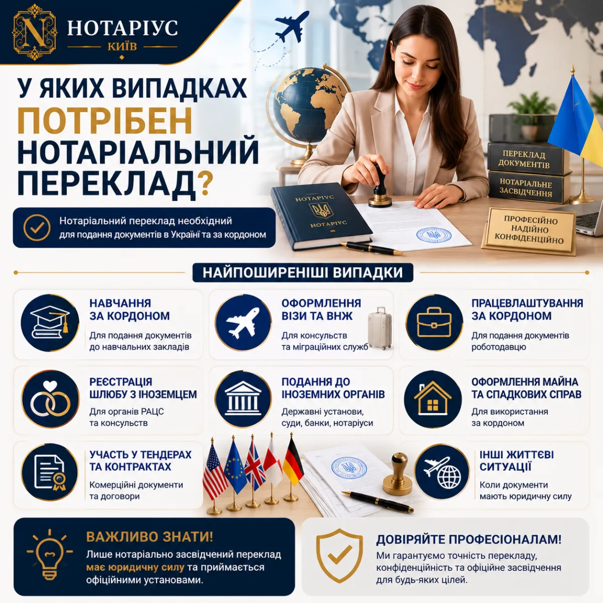 Які документи потребують нотаріального перекладу в Києві