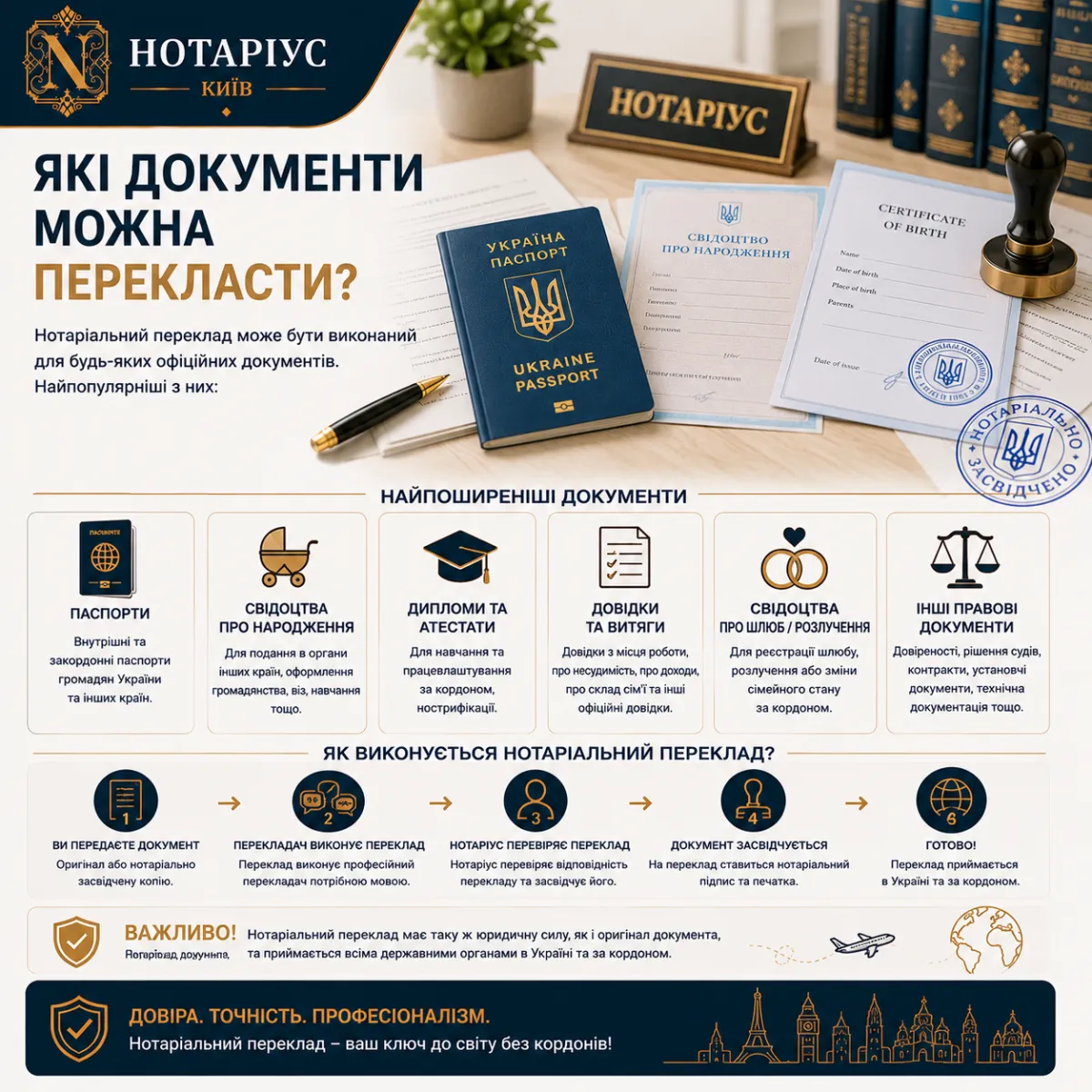 Нотаріальний переклад документів «під ключ» у Києві
