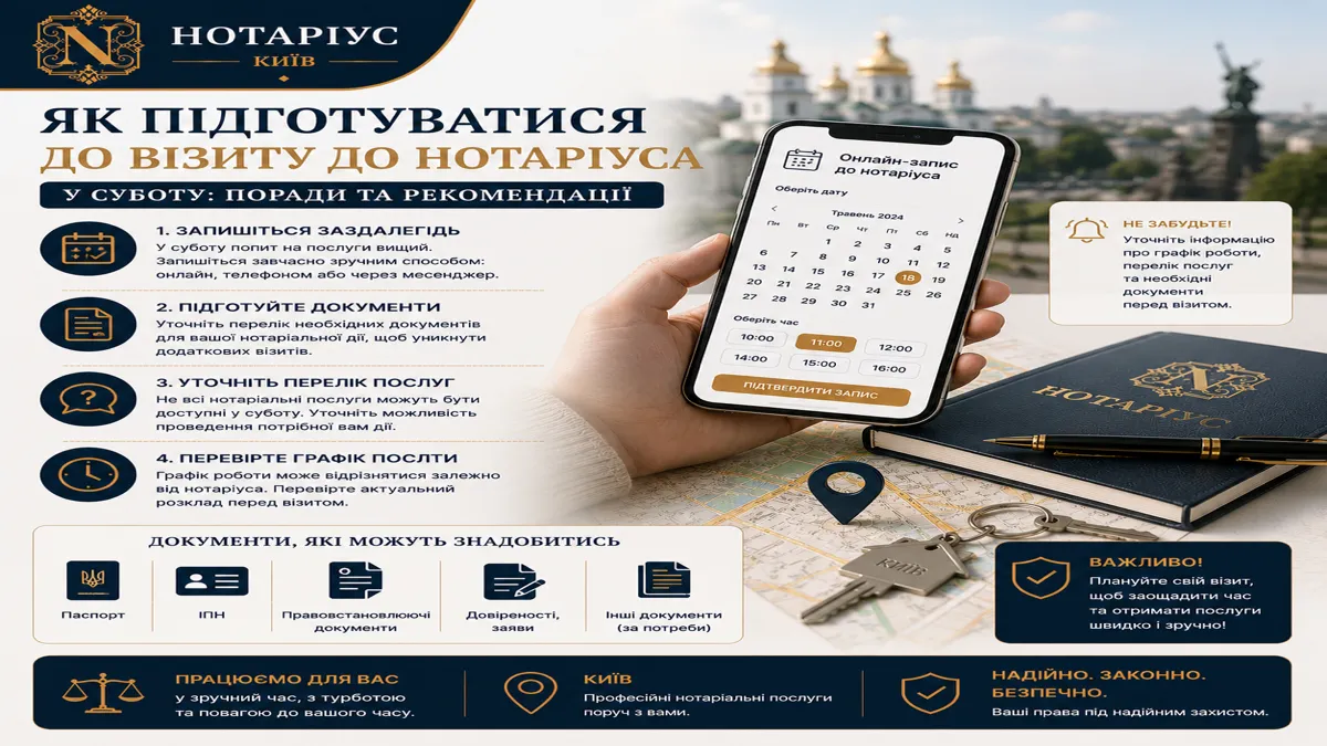 Запис до нотаріуса на суботу в Києві — телефонуйте заздалегідь