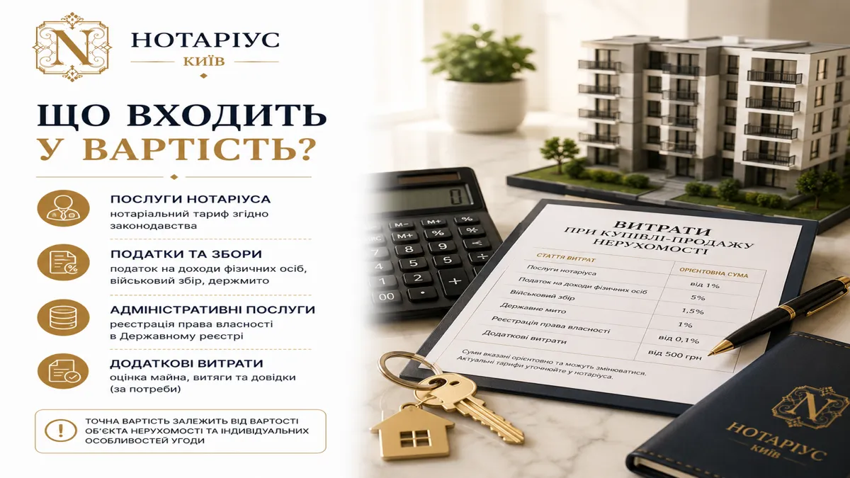 Структура витрат при нотаріальному оформленні купівлі-продажу нерухомості в Києві