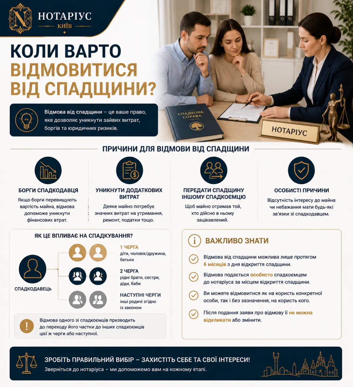 Відмова від спадщини у нотаріуса в Києві