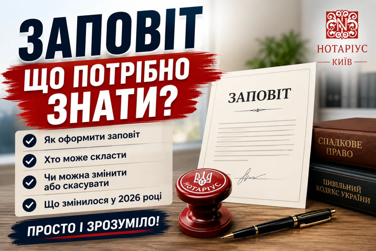 Заповіт в Україні у 2026 році — прев'ю статті на сайті нотаріуса
